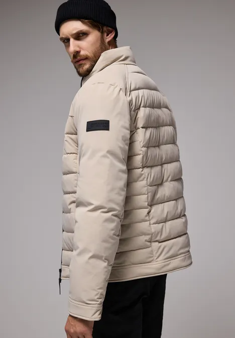Gewatteerd jack in bikerlook pure beige