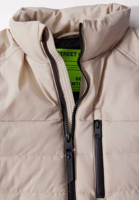 Gewatteerd jack in bikerlook pure beige