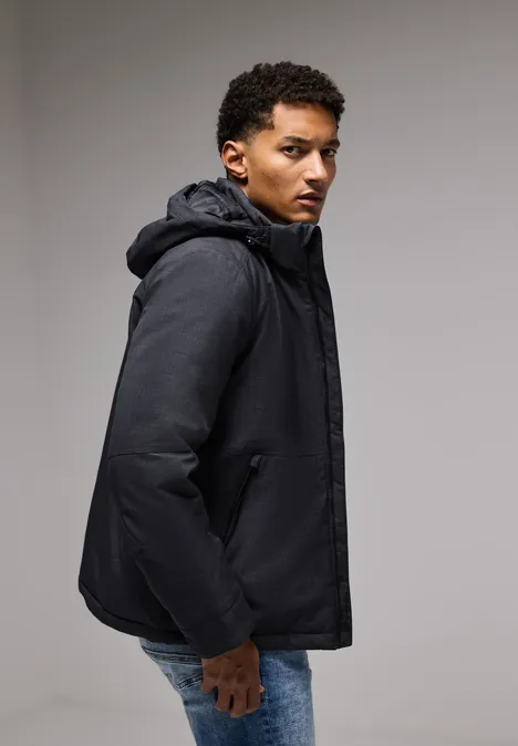 Jas met afneembare capuchon ash grey melange