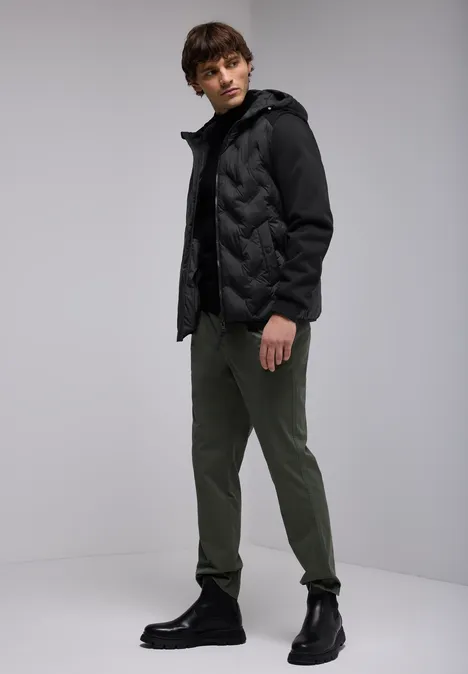 Gewatteerd jack met sweatmouwen ink  black