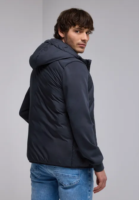 Gewatteerd jack met sweatmouwen nightshade blue
