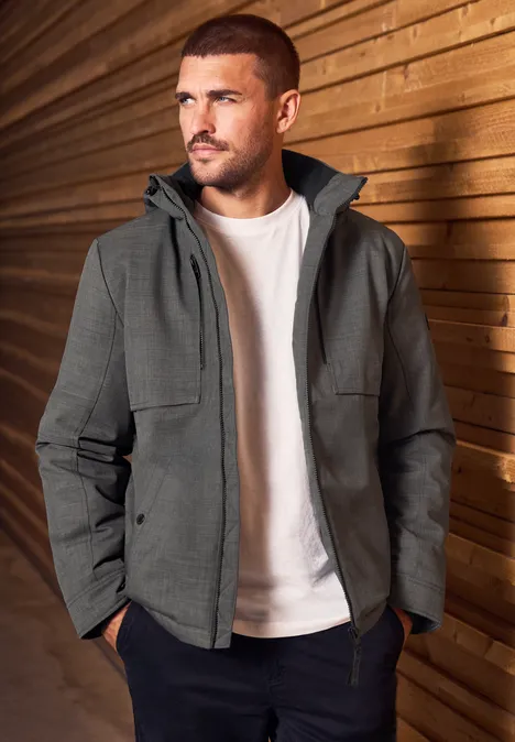 Jacke mit abnehmbarer Kapuze warm rock brown melange
