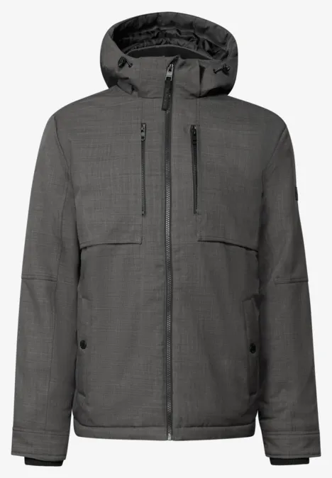Jacke mit abnehmbarer Kapuze warm rock brown melange