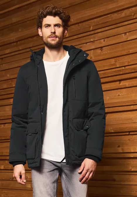 Gefütterte Kapuzenjacke brilliant black