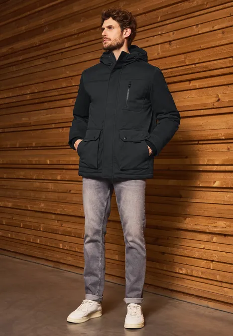 Gefütterte Kapuzenjacke brilliant black