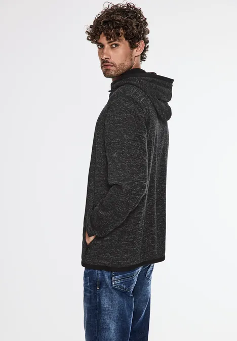 Hoodie-jack met fleece anthra grey melange