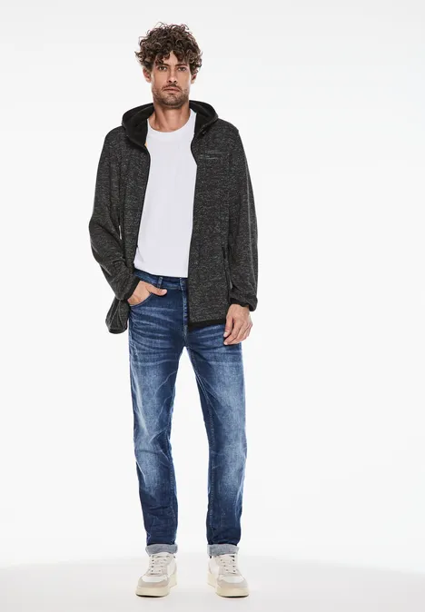 Hoodie-jack met fleece anthra grey melange
