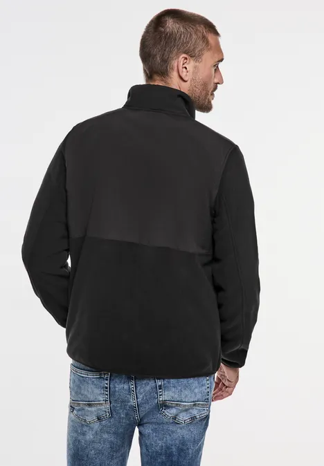 Fleecejas van materiaalmix Black