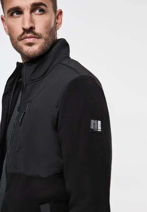 Fleecejas van materiaalmix Black