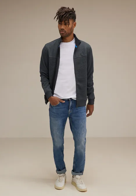 Strukturmix Sweatjacke anthra grey melange