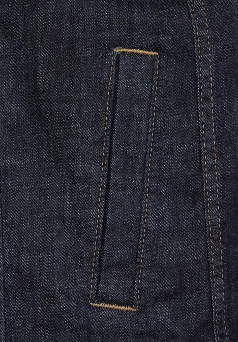 Casual fit jeansjasje dark blue rinsed wash