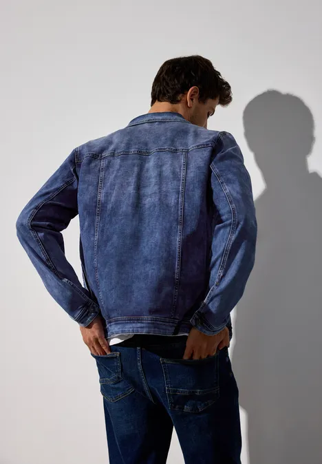 Mediumblauw jeansjasje indigo blue random wash