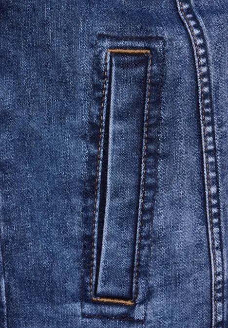 Mediumblauw jeansjasje indigo blue random wash