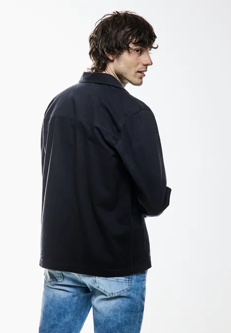 Overshirt in washed look deep blue