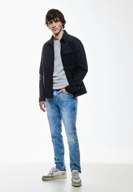 Overshirt in washed look deep blue