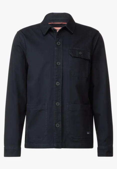 Overshirt in washed look deep blue