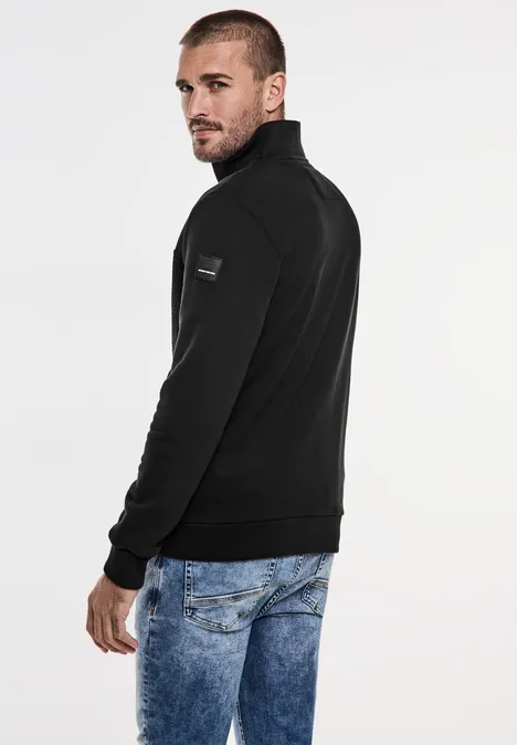 Sweatjack met materiaalmix Black
