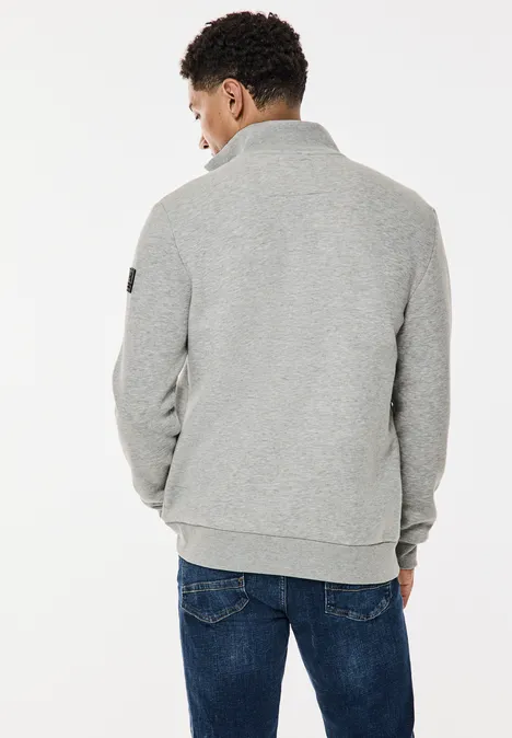 Sweatjack met materiaalmix warm grey melange