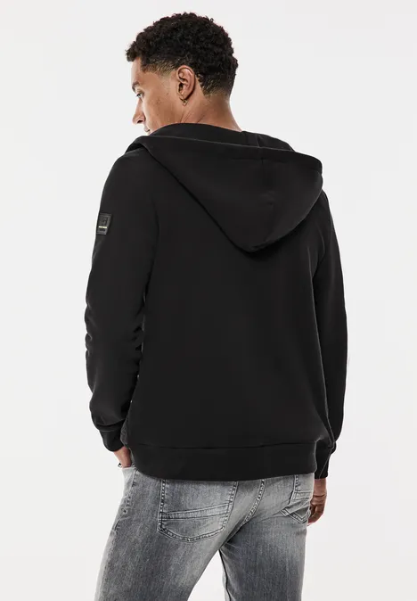 Sweatjack met materiaalmix Black