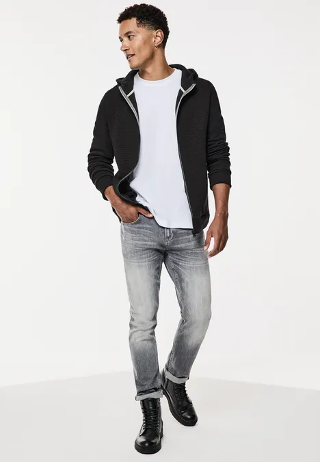 Sweatjack met materiaalmix Black