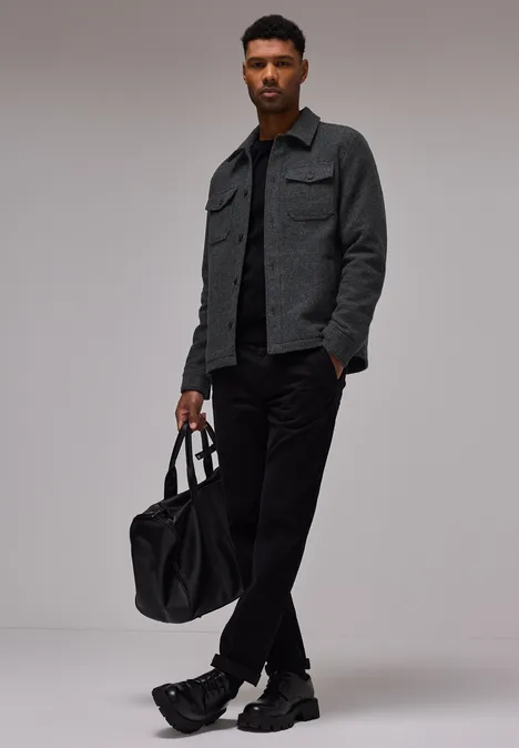 Overshirt in Woll-Optik Black
