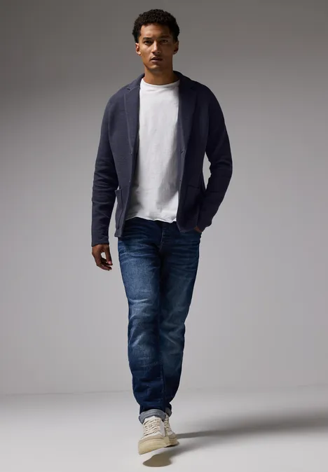 Jas met structuur night blue