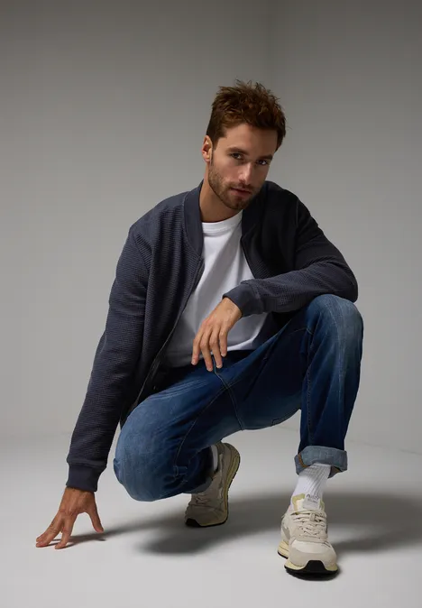 Gestructureerde blouson night blue