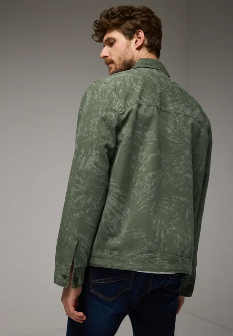 Jas met print deep olive green
