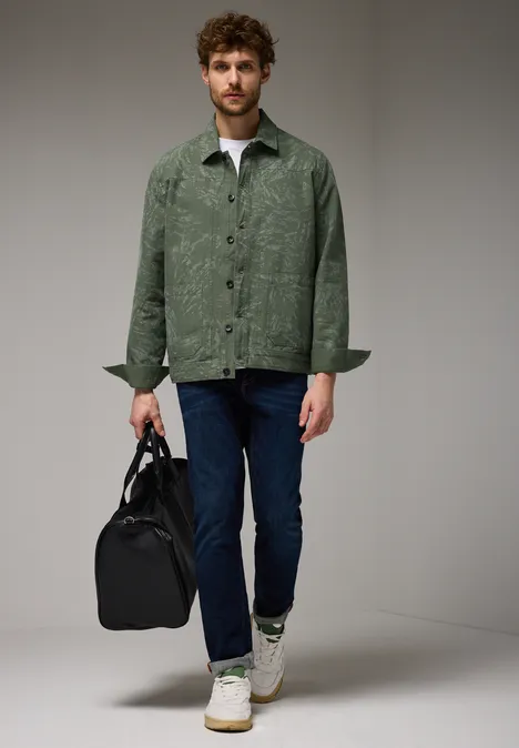 Jas met print deep olive green