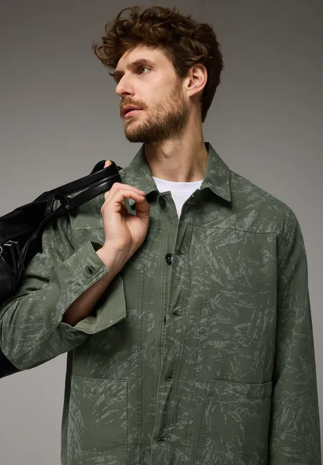Jas met print deep olive green