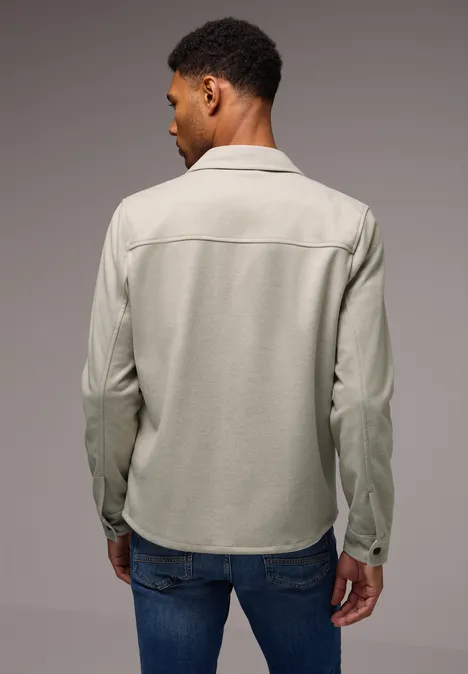 Two Tone Twill Overshirt granite beige
