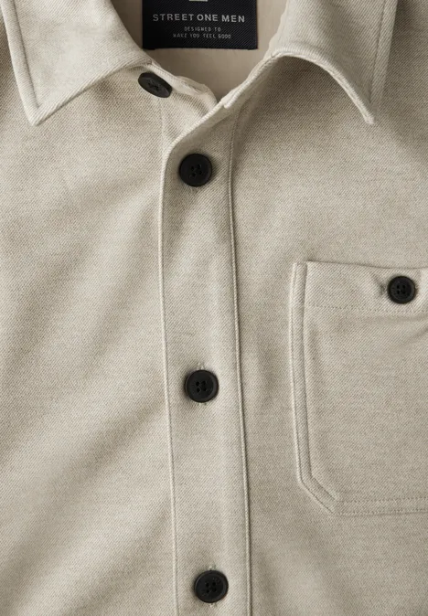 Two Tone Twill Overshirt granite beige