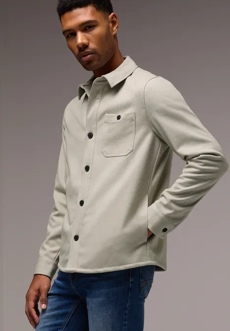 Two Tone Twill Overshirt granite beige