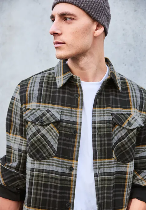 Overshirt mit Fleece-Futter basic black