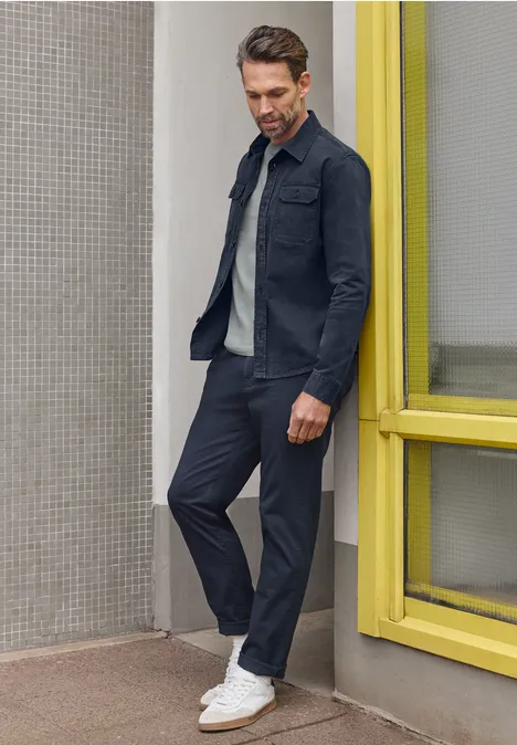 Twill overhemd summer night blue