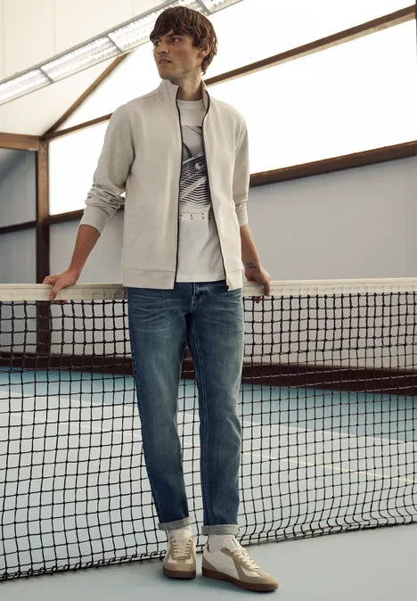 Jacke mit Stehkragen im Melange-Look white sand