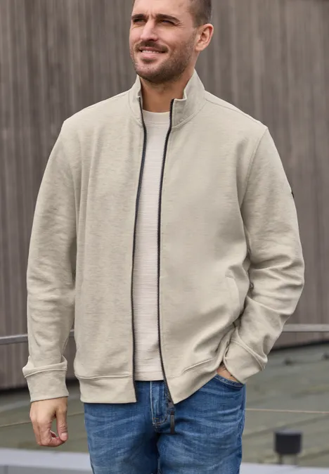 Jacke mit Stehkragen im Melange-Look white sand
