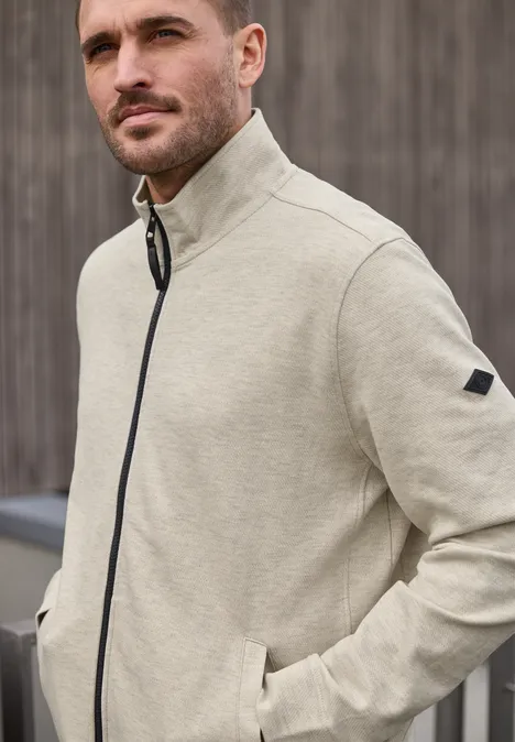 Jacke mit Stehkragen im Melange-Look white sand