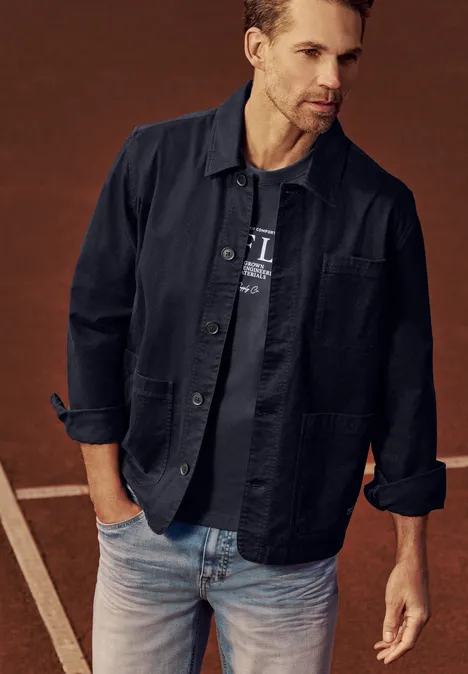 Overshirt im Washed-Look mit Taschen dark ink blue