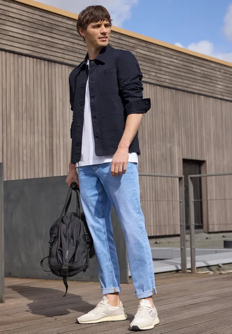 Overshirt im Washed-Look mit Taschen dark ink blue