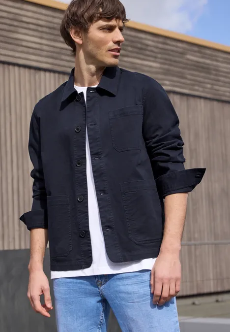Overshirt im Washed-Look mit Taschen dark ink blue