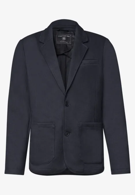 Schwarzer Herrenblazer aus Jersey mit Reverskragen und Knopfleiste