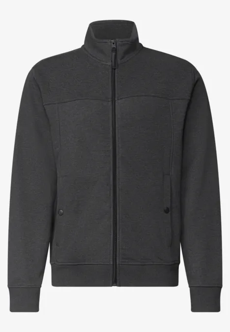 Bluza dresowa o strukturze 3D z Stójką anthra grey melange Czarna bluza na zamek z kołnierzem typu stójka i kieszeniami bocznymi.