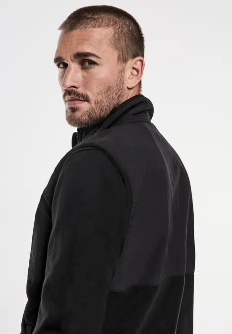 Bodywarmer van materiaalmix met rits Black