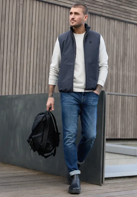 Strukturmix Weste summer night blue