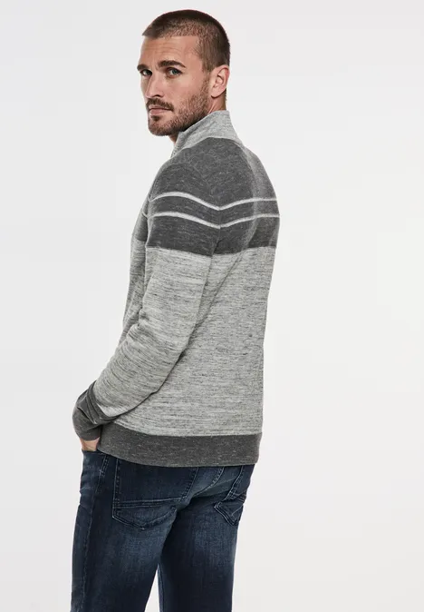 Cardigan à rayures stone grey melange