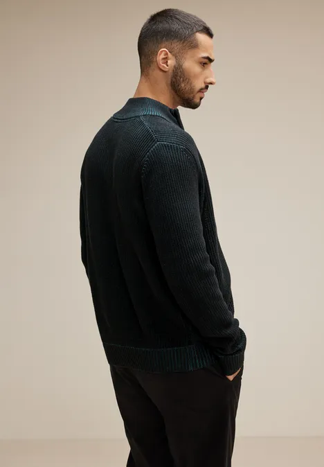 Struktur Cardigan mit Zipper Black