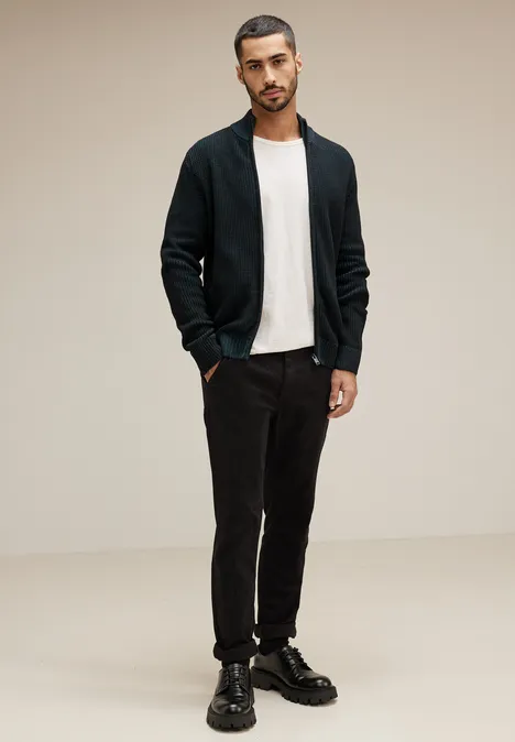 Struktur Cardigan mit Zipper Black