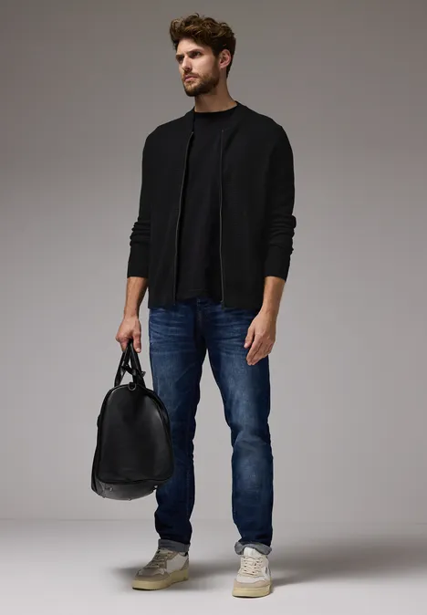 Veste structurée avec fermeture éclair Black