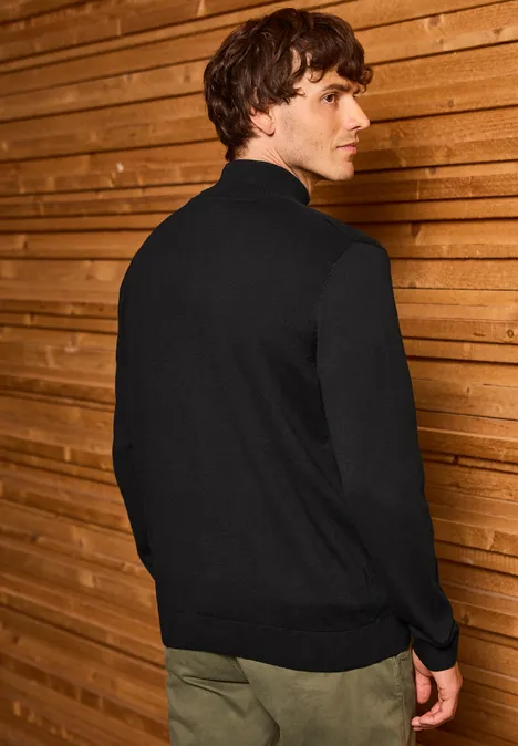 Cardigan basique avec fermeture éclair Black